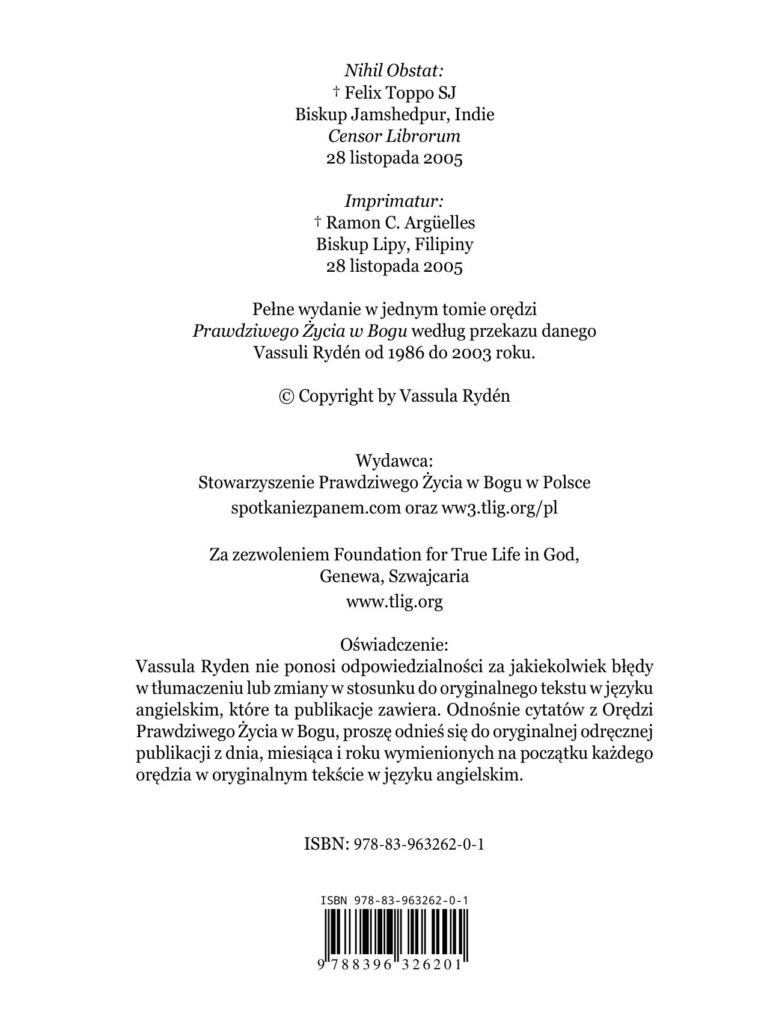 aprobaty-koscielne-nihil-obstat-imprimatur-pzwb Strona redakcyjna książki Prawdziwe Życie w Bogu z widocznymi aprobatami kościelnymi Nihil Obstat i Imprimatur